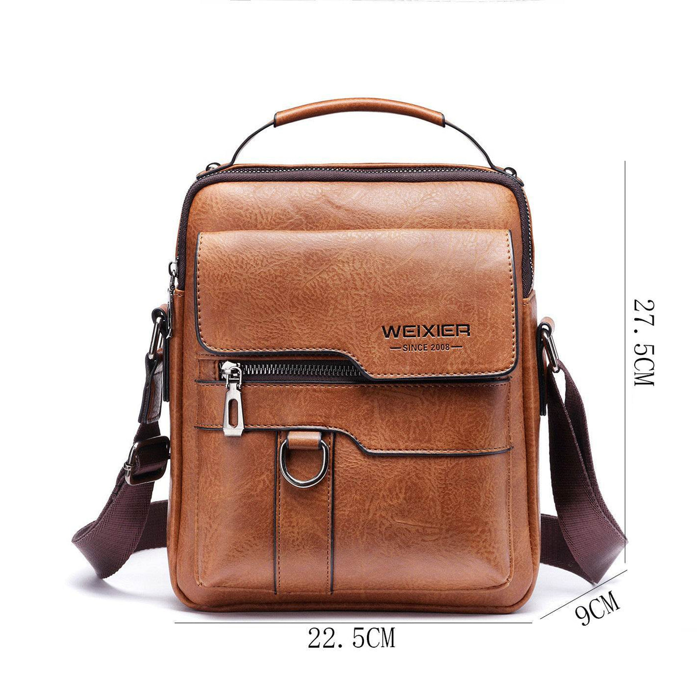 Popular Men’s Retro PU Leather Messenger Bag – One Shoulder Business Crossbody with Flap, Solid Travel Backpack - grabzbags.com