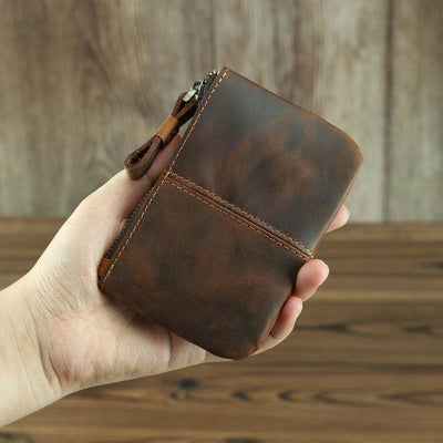 Crazy Horse Leather Coin Purse for Men – Vintage Retro Style Pocket Wallet - grabzbags.com