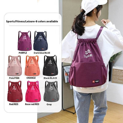 Solid Color Lightweight Drawstring Backpack – Simple Double-Shoulder Design - grabzbags.com