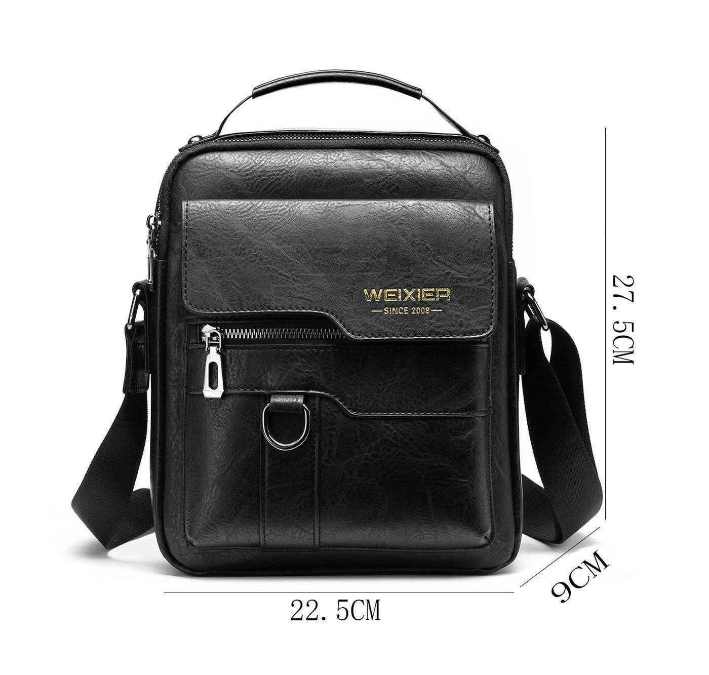 Popular Men’s Retro PU Leather Messenger Bag – One Shoulder Business Crossbody with Flap, Solid Travel Backpack - grabzbags.com