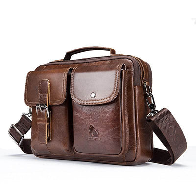 Retro Large-Capacity First Layer Cowhide Leather Casual Handbag - grabzbags.com
