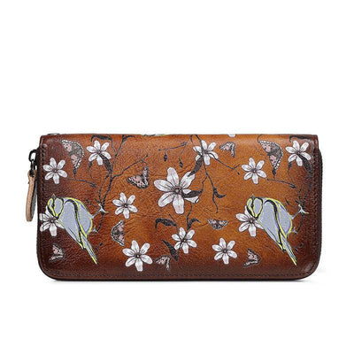 Fashion Women’s Leather Wallet – Vintage Zipper Design in First Layer Cowhide - grabzbags.com