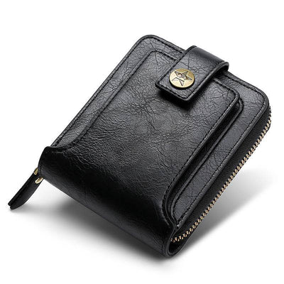 Men’s Retro Leather Wallet – Horizontal Bifold with Zipper Coin Pocket & Card Slots - grabzbags.com