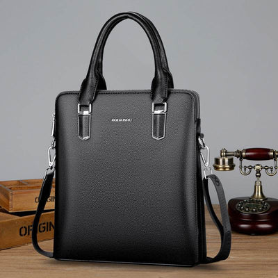 Men's PU leather Business Laptop Bag – Large Capacity Double Zipper Handbag with Premium Tactile Finish - grabzbags.com