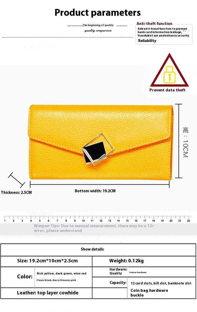 Elegant Women’s Long Genuine Leather Wallet – Large-Capacity Zipper Clutch Purse - grabzbags.com