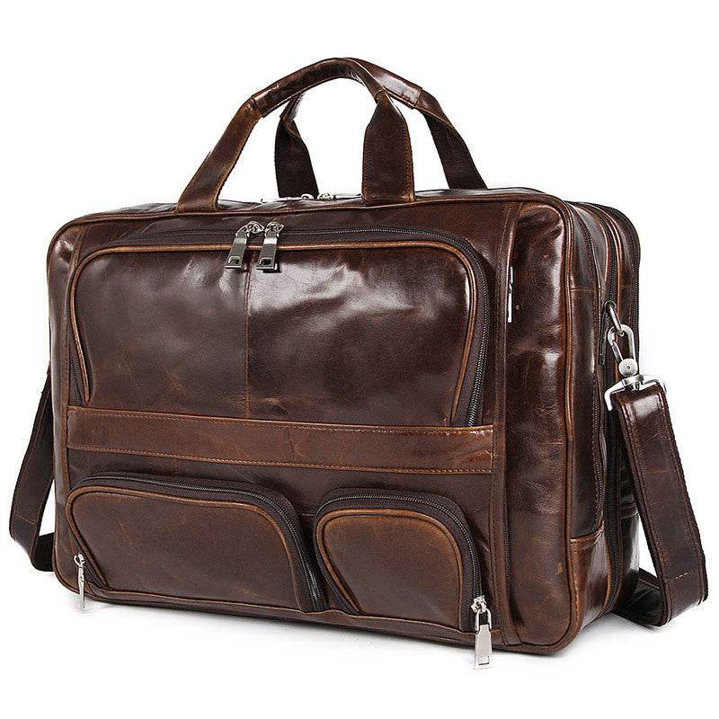 Large-Capacity Leather Laptop Briefcase – Business Computer Handbag - grabzbags.com
