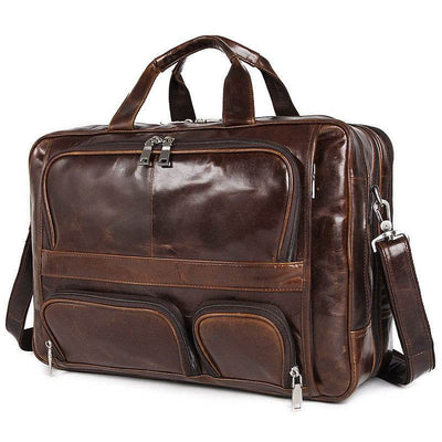 Large-Capacity Leather Laptop Briefcase – Business Computer Handbag - grabzbags.com