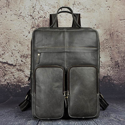 Youth Fashion Leather Shoulder Backpack – Top Layer Leather Casual Bag - grabzbags.com