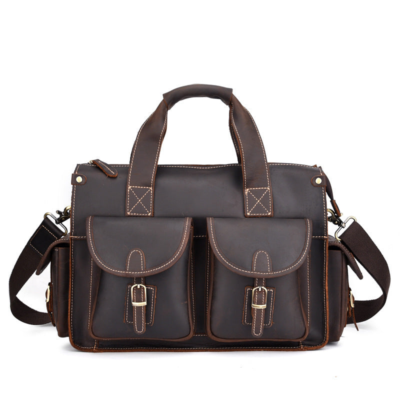 Men’s Retro Leather Briefcase – Genuine Cowhide Messenger Bag