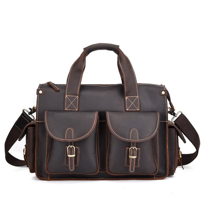 Men’s Retro Leather Briefcase – Genuine Cowhide Messenger Bag