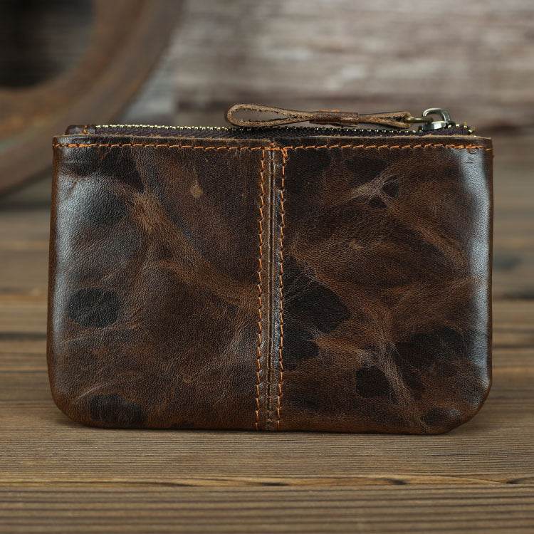 Crazy Horse Leather Coin Purse for Men – Vintage Retro Style Pocket Wallet - grabzbags.com