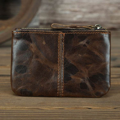 Crazy Horse Leather Coin Purse for Men – Vintage Retro Style Pocket Wallet - grabzbags.com
