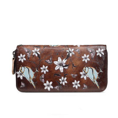 Fashion Women’s Leather Wallet – Vintage Zipper Design in First Layer Cowhide - grabzbags.com