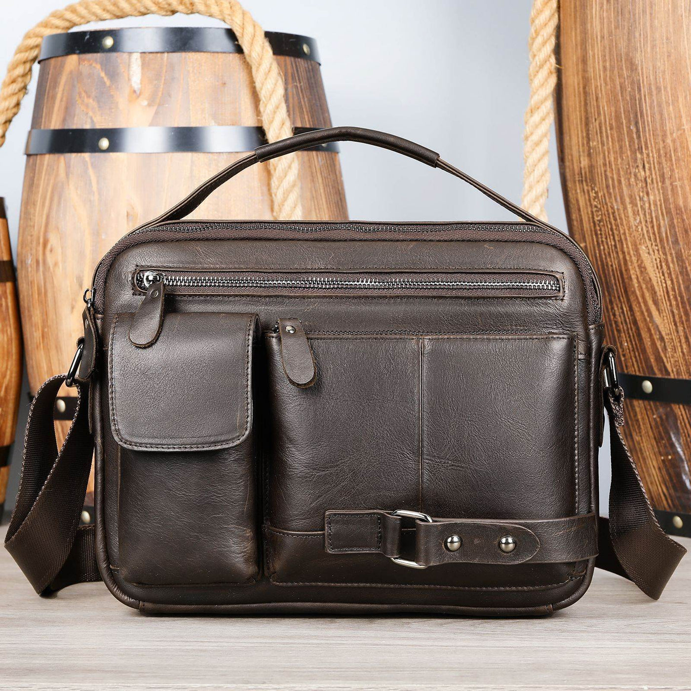 Men’s Premium Oil Wax Leather Messenger Bag – High-End Genuine Leather Crossbody - grabzbags.com