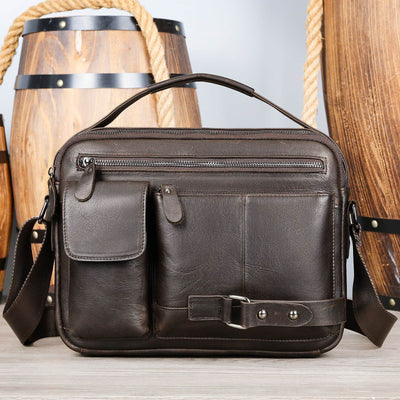 Men’s Premium Oil Wax Leather Messenger Bag – High-End Genuine Leather Crossbody - grabzbags.com