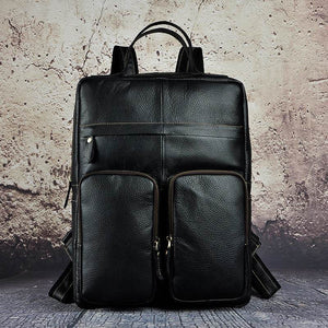 Youth Fashion Leather Shoulder Backpack – Top Layer Leather Casual Bag - grabzbags.com