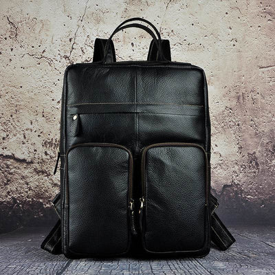 Youth Fashion Leather Shoulder Backpack – Top Layer Leather Casual Bag - grabzbags.com