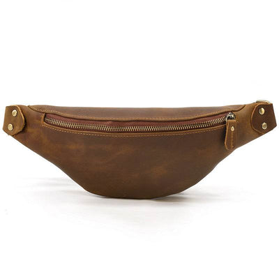 Men’s Multifunctional Crazy Horse Leather Belt Bag – Retro Waist Pack for Everyday Carry - grabzbags.com