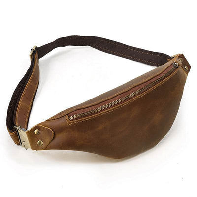 Men’s Multifunctional Crazy Horse Leather Belt Bag – Retro Waist Pack for Everyday Carry - grabzbags.com
