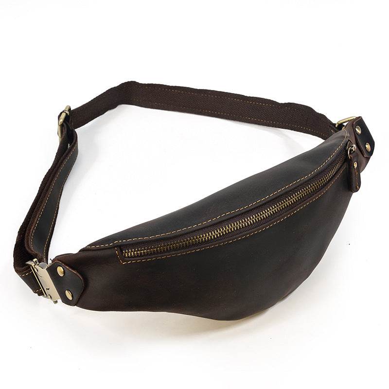 Men’s Multifunctional Crazy Horse Leather Belt Bag – Retro Waist Pack for Everyday Carry - grabzbags.com