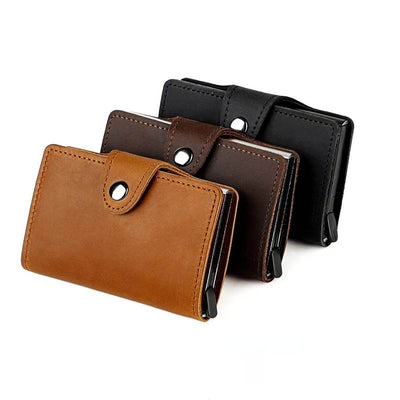 Vintage Crazy Horse Leather Card Holder – Slim RFID-Blocking Wallet for Women - grabzbags.com
