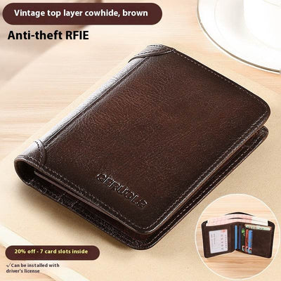Genuine Leather Ultra-Thin Wallet – RFID Anti-Theft Cheng E Slim Card Holder for Men - grabzbags.com