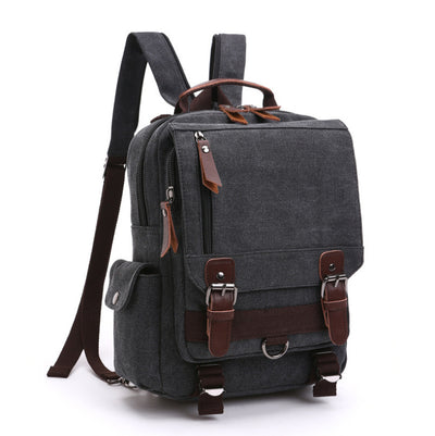 Casual Fashion Washed Canvas Backpack – Outdoor Travel Shoulder Bag with Hard Handle, Double & Single Strap Design