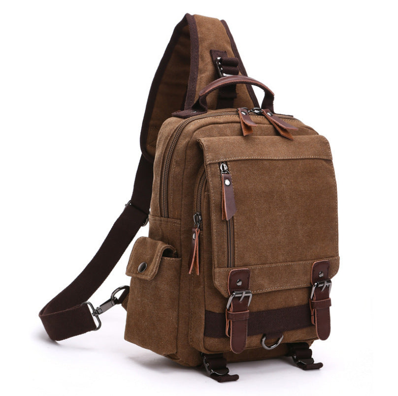 Casual Fashion Washed Canvas Backpack – Outdoor Travel Shoulder Bag with Hard Handle, Double & Single Strap Design