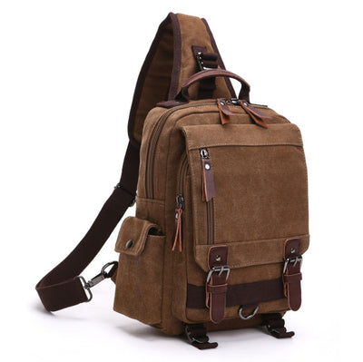 Casual Fashion Washed Canvas Backpack – Outdoor Travel Shoulder Bag with Hard Handle, Double & Single Strap Design