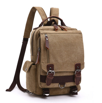 Casual Fashion Washed Canvas Backpack – Outdoor Travel Shoulder Bag with Hard Handle, Double & Single Strap Design