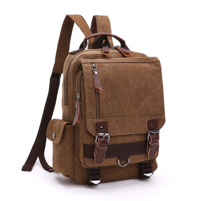 Casual Fashion Washed Canvas Backpack – Outdoor Travel Shoulder Bag with Hard Handle, Double & Single Strap Design
