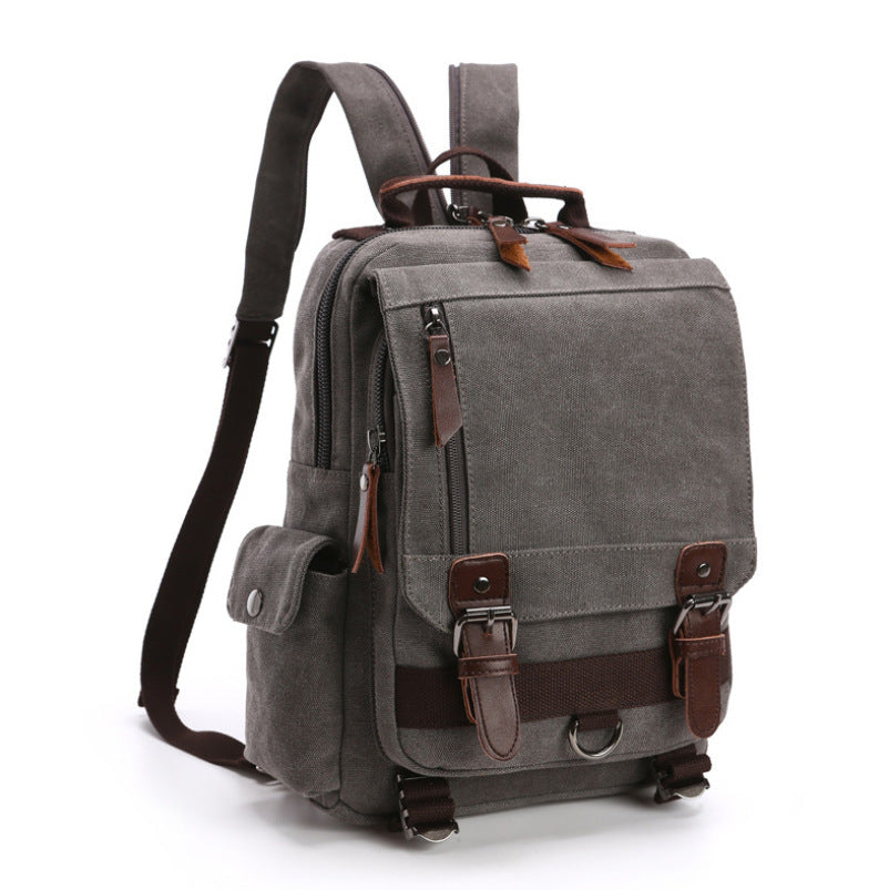 Casual Fashion Washed Canvas Backpack – Outdoor Travel Shoulder Bag with Hard Handle, Double & Single Strap Design