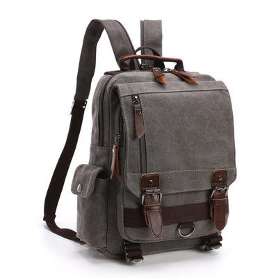 Casual Fashion Washed Canvas Backpack – Outdoor Travel Shoulder Bag with Hard Handle, Double & Single Strap Design