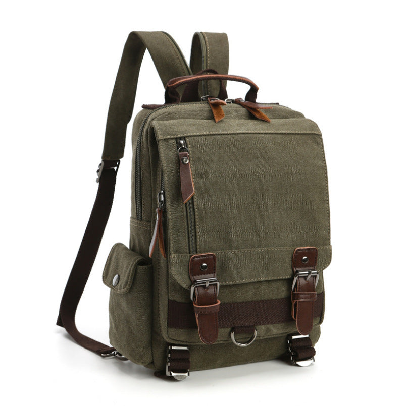 Casual Fashion Washed Canvas Backpack – Outdoor Travel Shoulder Bag with Hard Handle, Double & Single Strap Design