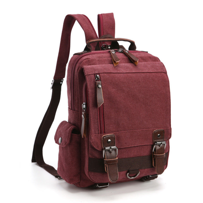 Casual Fashion Washed Canvas Backpack – Outdoor Travel Shoulder Bag with Hard Handle, Double & Single Strap Design