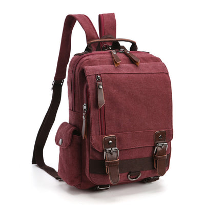 Casual Fashion Washed Canvas Backpack – Outdoor Travel Shoulder Bag with Hard Handle, Double & Single Strap Design