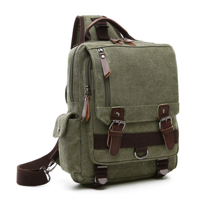 Casual Fashion Washed Canvas Backpack – Outdoor Travel Shoulder Bag with Hard Handle, Double & Single Strap Design