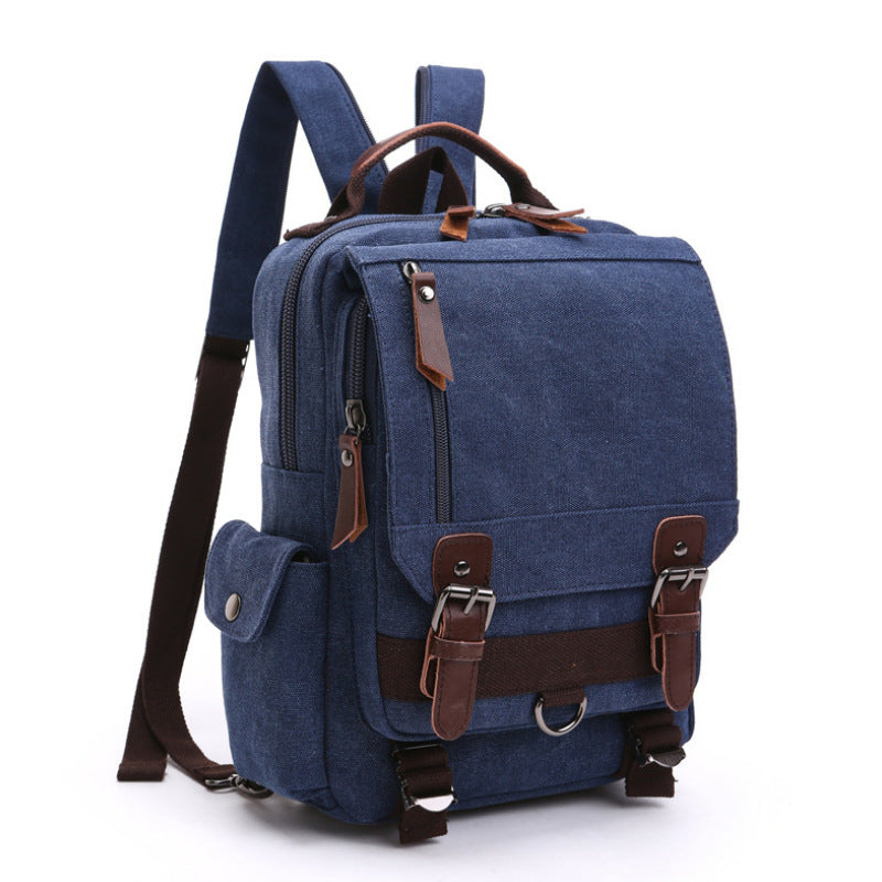 Casual Fashion Washed Canvas Backpack – Outdoor Travel Shoulder Bag with Hard Handle, Double & Single Strap Design