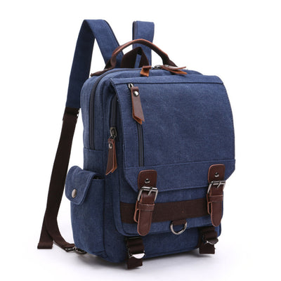 Casual Fashion Washed Canvas Backpack – Outdoor Travel Shoulder Bag with Hard Handle, Double & Single Strap Design