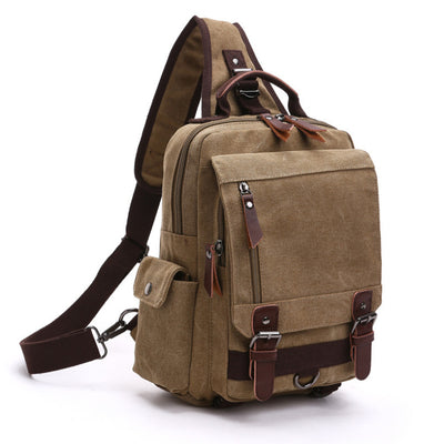 Casual Fashion Washed Canvas Backpack – Outdoor Travel Shoulder Bag with Hard Handle, Double & Single Strap Design