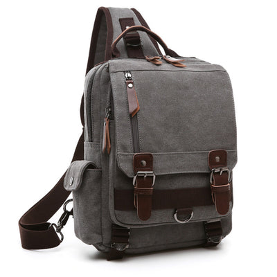 Casual Fashion Washed Canvas Backpack – Outdoor Travel Shoulder Bag with Hard Handle, Double & Single Strap Design