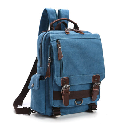 Casual Fashion Washed Canvas Backpack – Outdoor Travel Shoulder Bag with Hard Handle, Double & Single Strap Design