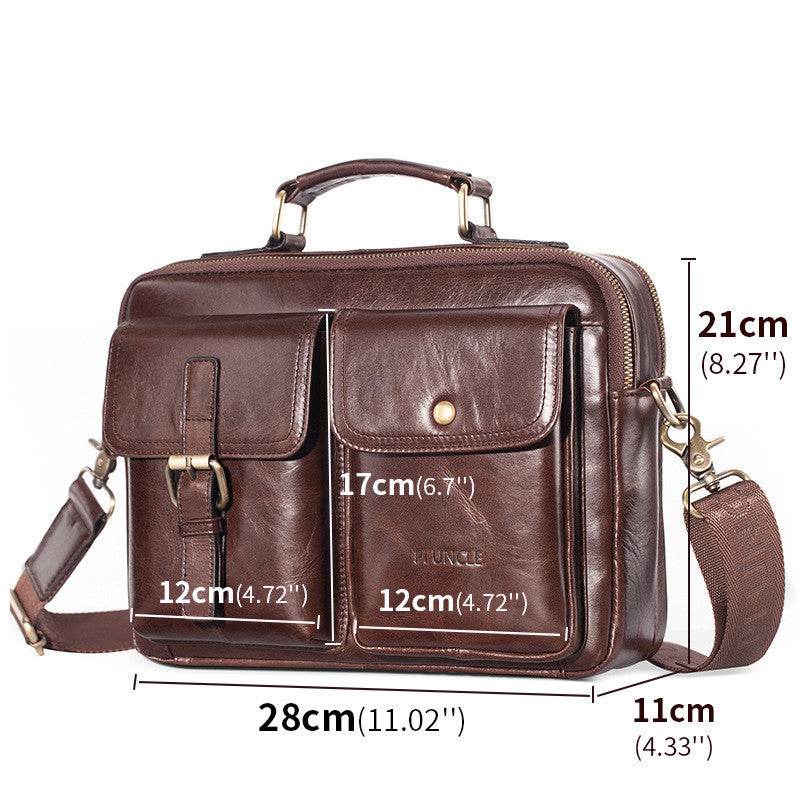 Pi Liushu Men’s Large-Capacity Leather Messenger Bag – Multifunctional Single Shoulder Briefcase, Top Layer Cowhide - grabzbags.com