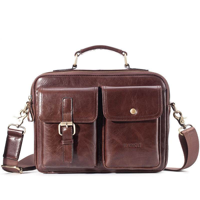 Pi Liushu Men’s Large-Capacity Leather Messenger Bag – Multifunctional Single Shoulder Briefcase, Top Layer Cowhide - grabzbags.com