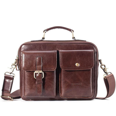 Pi Liushu Men’s Large-Capacity Leather Messenger Bag – Multifunctional Single Shoulder Briefcase, Top Layer Cowhide - grabzbags.com