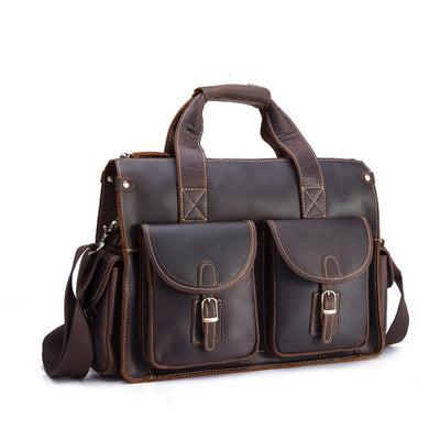 Men’s Retro Leather Briefcase – Genuine Cowhide Messenger Bag