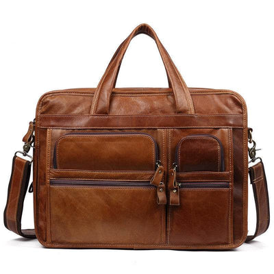 Men's Retro Leather Briefcase – Casual Business Handbag & Laptop Shoulder Bag - grabzbags.com