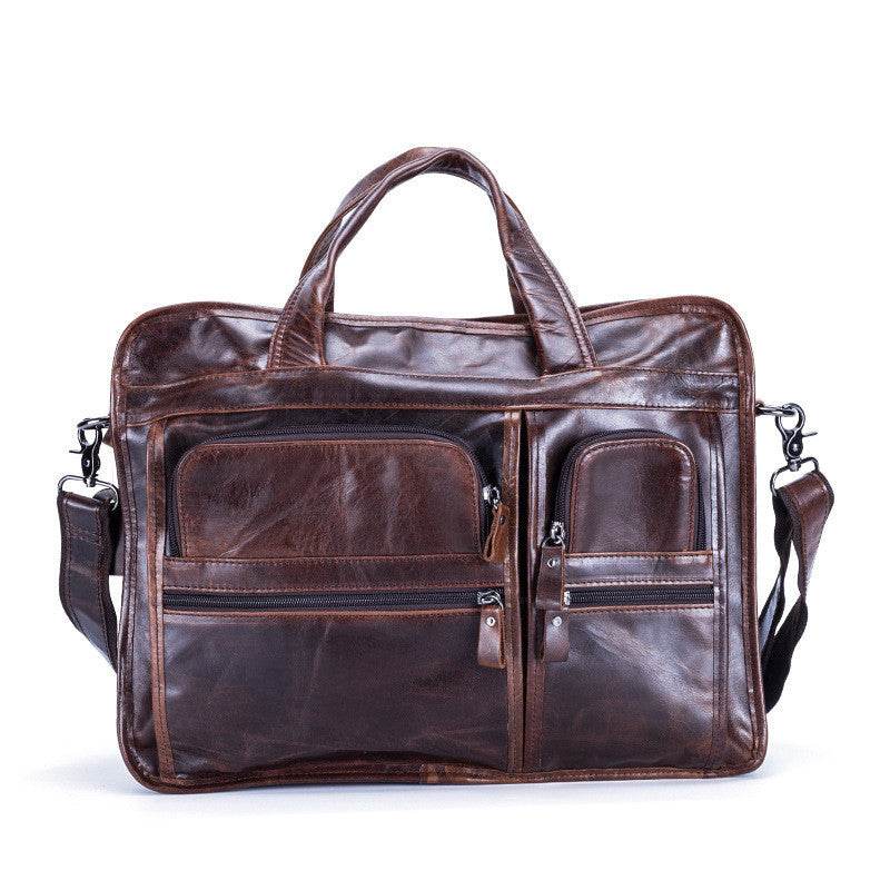 Men's Retro Leather Briefcase – Casual Business Handbag & Laptop Shoulder Bag - grabzbags.com