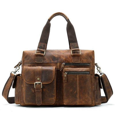 Men’s Retro Leather Duffel Bag – First Layer Cowhide Business & Travel Handbag - grabzbags.com