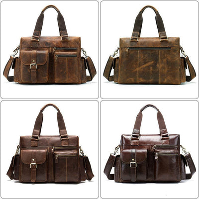 Men’s Retro Leather Duffel Bag – First Layer Cowhide Business & Travel Handbag - grabzbags.com